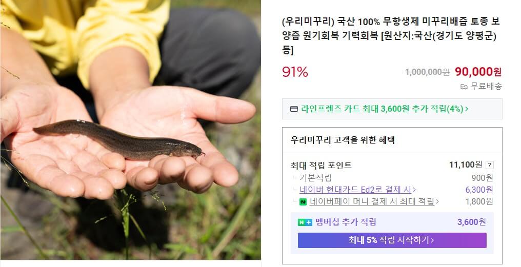 오늘N 미꾸리 주문화면