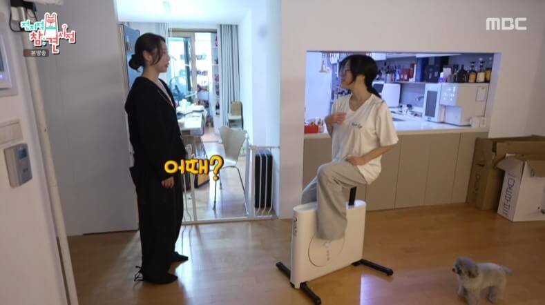 전지적참견시점 쯔양 실내자전거를 타고 운동을 하고 있는 모습