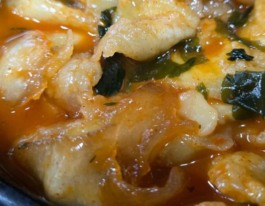 모닝와이드 얼큰손수제비 요리되어 나온 모습