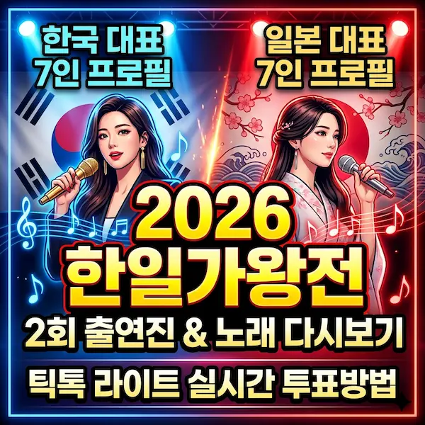 2026 한일가왕전 2회 출연진 및 노래 다시보기