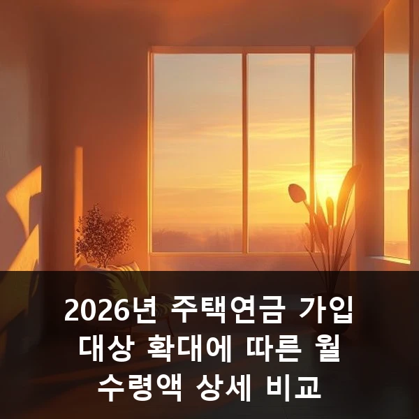 2026년 주택연금 가입 대상 확대에 따른 월 수령액 상세 비교 관련 대표 이미지