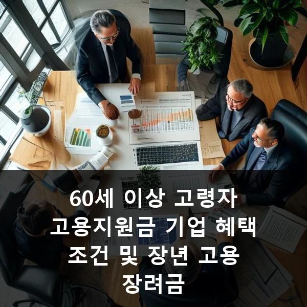 60세 이상 고령자 고용지원금 기업 혜택 조건 및 장년 고용 장려금