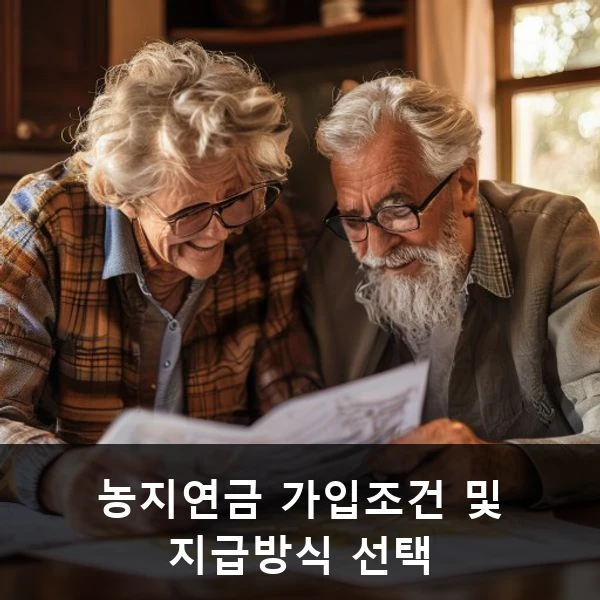 농지연금 가입조건 및 지급방식 선택